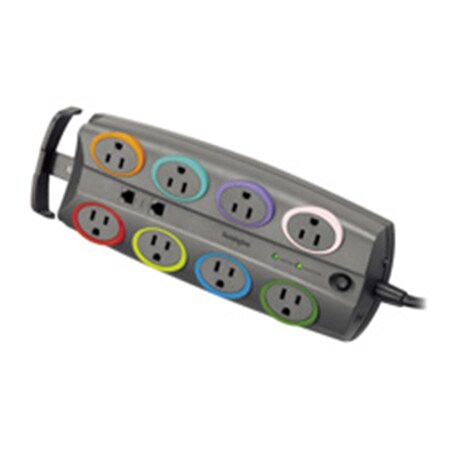 Evolve Plug Adapter, 8 Outlet(s) 8 ft., Gray EV3745855